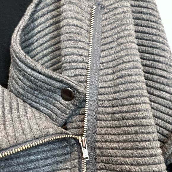MINKPINK Take Care Biker Zip Jacket Ribbed Gray SZ Lg - Picture 5 of 11